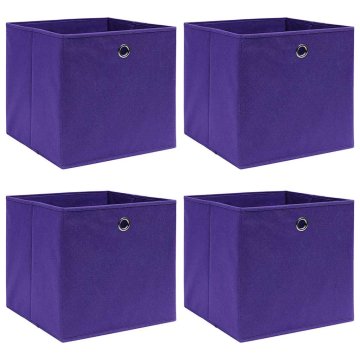 Vidaxl Škatle 4 kosi netkano blago 28x28x28 cm vijolične