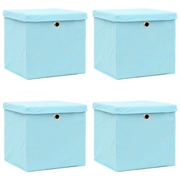Vidaxl Škatle s pokrovi 4 kosi 28x28x28 cm baby modre