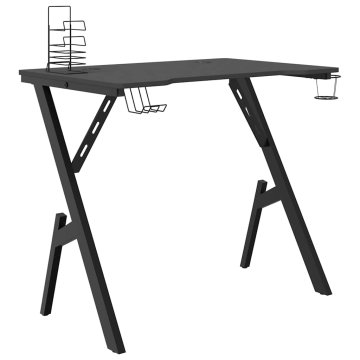 Vidaxl Gaming miza z nogami Y-oblike črna 90x60x75 cm