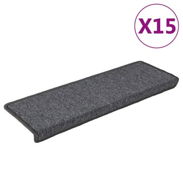 Vidaxl Stopniščne preproge 15 kosov 65x21x4 cm temno sive pravokotne robove