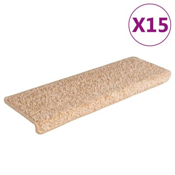 Vidaxl Stopniščne preproge 15 kosov 65x21x4 cm zlate pravokotne robove