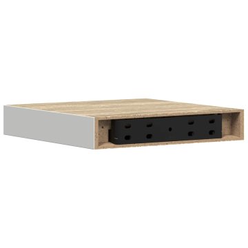 Vidaxl Stenska polica barva hrasta in bela 23x23,5x3,8 cm MDF