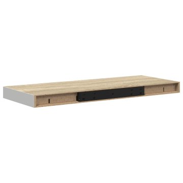 Vidaxl Stenska polica barva hrasta in bela 60x23,5x3,8 cm MDF