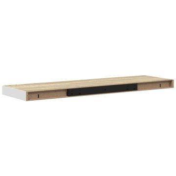 Vidaxl Stenska polica barva hrasta in bela 80x23,5x3,8 cm MDF