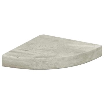 Vidaxl Kotna stenska polica betonsko siva 25x25x3,8 cm MDF