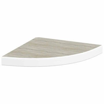 Vidaxl Kotna stenska polica barva hrasta in bela 35x35x3,8 cm MDF