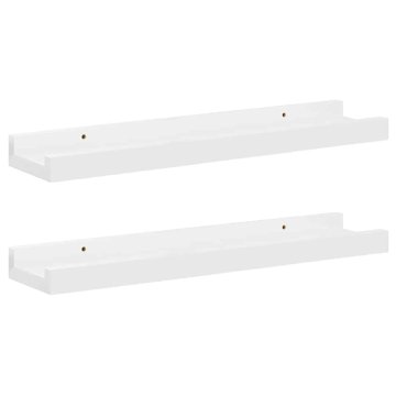 Vidaxl Stenska polica 2 kosa visok sijaj bela 40x9x3 cm