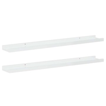 Vidaxl Stenska polica 2 kosa visok sijaj bela 80x9x3 cm