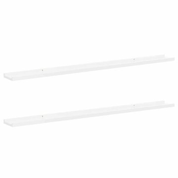 Vidaxl Stenska polica 2 kosa visok sijaj bela 115x9x3 cm