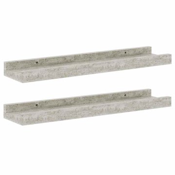 Vidaxl Stenska polica 2 kosa betonsko siva 40x90x3 cm