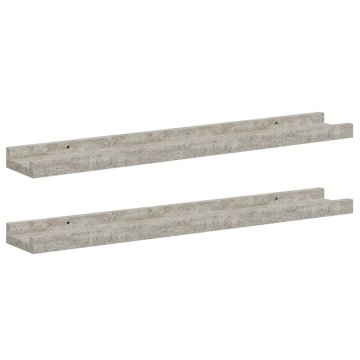 Vidaxl Stenska polica 2 kosa betonsko siva 60x9x3 cm
