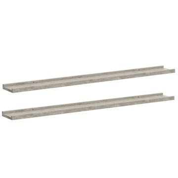 Vidaxl Stenska polica 2 kosa betonsko siva 100x9x3 cm