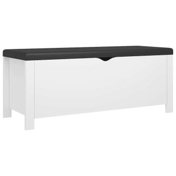 Vidaxl Škatla z blazino bela 105x40x45 cm inženirski les