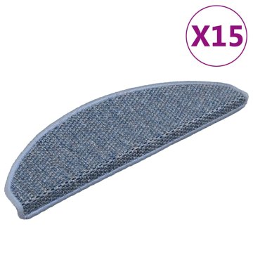 Vidaxl Samolepilne preproge za stopnice sisal 15 kosov 65x21x4cm modre