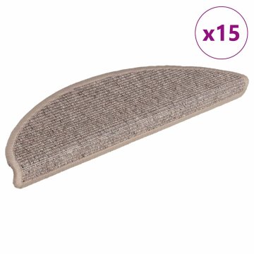 Vidaxl Stopniščne preproge 15 kosov 56x17x3 cm temno bež polkrožne