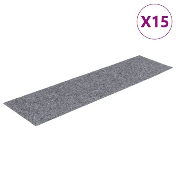 Vidaxl Preproge za stopnice samolepilne 15 kosov 76x20 cm svetlo sive pravokotne