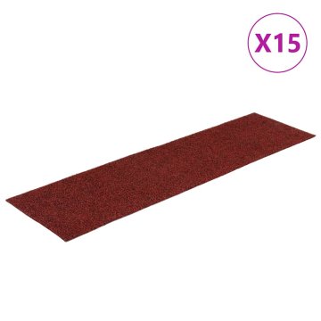 Vidaxl Stopniščne preproge samolepilne 15 kosov 76 x 20 cm bordo rdeče pravokotne