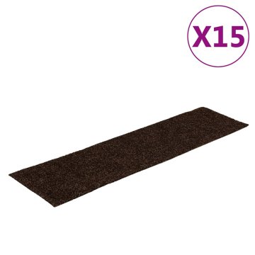 Vidaxl Preproge za stopnice samolepilne 15 kosov 76x20 cm rjave pravokotne