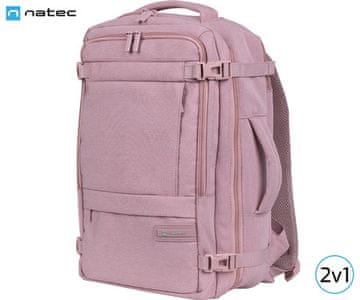 Natec CAMEL LITE 2v1 nahrbtnik za prenosnik, 19L, vodoodporen, Trolley sistem, roza