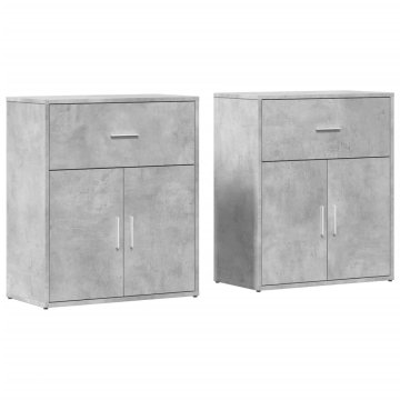 Vidaxl Komoda 2 kosa betonsko siva 60x31x70 cm inženirski les