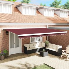 Vidaxl Ročna tenda 5 x 3 m Burgundija 100% poliester