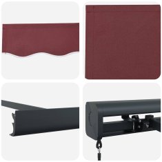 Vidaxl Ročna tenda 5 x 3 m Burgundija 100% poliester
