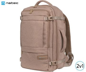 Natec CAMEL LITE 2v1 nahrbtnik za prenosnik, 19L, vodoodporen, Trolley sistem, bež