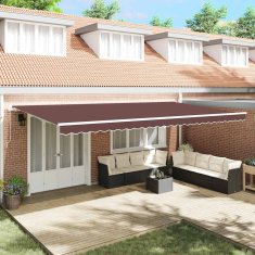 Vidaxl Ročna tenda 6 x 3 m Rjava 100% poliester
