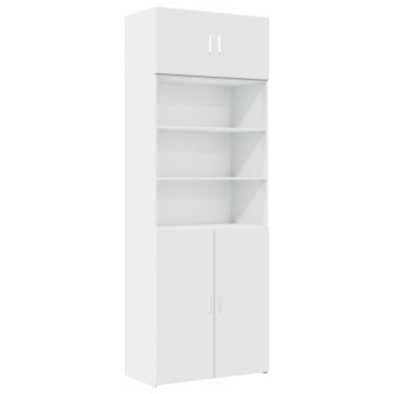Vidaxl Ozka omara za shranjevanje bela 80x42,5x225 cm inženirski les