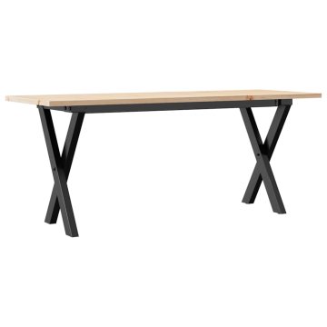 Vidaxl Klubska mizica X okvir 110x40x45 cm trdna borovina jeklo