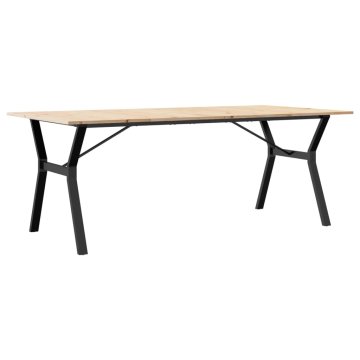 Vidaxl Jedilna miza Y okvir 200x100x75 cm trdna borovina jeklo