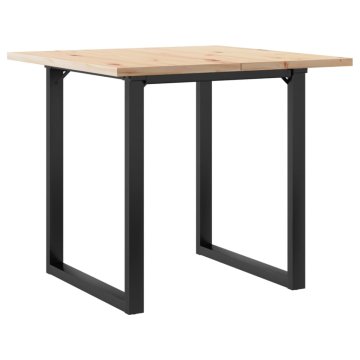 Vidaxl Jedilna miza O okvir 80x80x75,5 cm trdna borovina jeklo