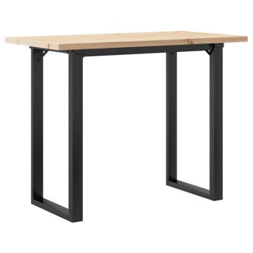 Vidaxl Jedilna miza O okvir 100x50x75,5 cm trdna borovina jeklo