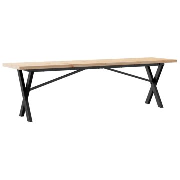 Vidaxl Klubska mizica X okvir 160x40x45,5cm trdna borovina jeklo