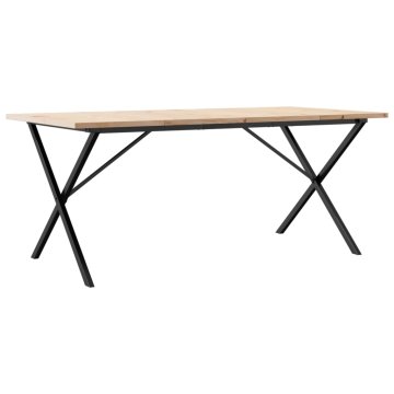 Vidaxl Jedilna miza X okvir 180x90x75,5 cm trdna borovina jeklo