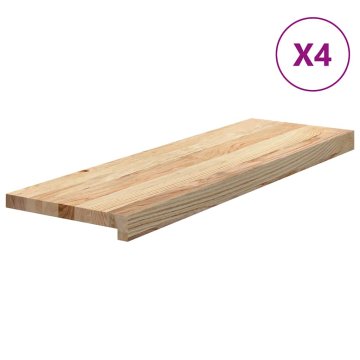 Vidaxl Podloge za stopnice 4 kosi 80x25x2 cm trdna hrastovina