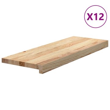 Vidaxl Podloge za stopnice 12 kosov 70x30x2 cm trdna hrastovina