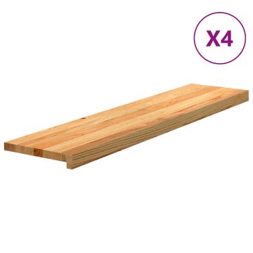 Vidaxl Podloge za stopnice 4 kosi rjave 110x30x2 cm trdna hrastovina