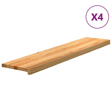 Vidaxl Podloge za stopnice 4 kosi rjave 120x30x2 cm trdna hrastovina