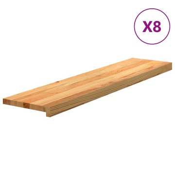 Vidaxl Podloge za stopnice 8 kosi rjave 110x25x2 cm trdna hrastovina