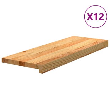 Vidaxl Podloge za stopnice 12 kosov rjave 70x25x2 cm trdna hrastovina