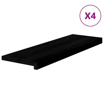Vidaxl Podloge za stopnice 4 kosi rjavo-črne 80x30x2 cm trdna hrastovina