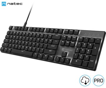Natec AMBERJACK tipkovnica, žična, tiha mehanska stikala, LED osvetlitev, Hot-Swap, USB-C, črno-siva