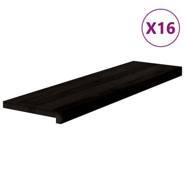 Vidaxl Podloge za stopnice 16 kosov rjavo-črne 90x25x2 cm trdna hrastovina
