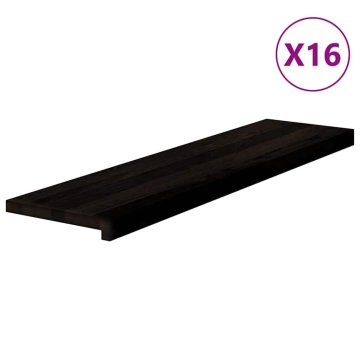 Vidaxl Podloge za stopnice 16 kosov rjavo-črne 100x25x2 cm trdna hrastovina