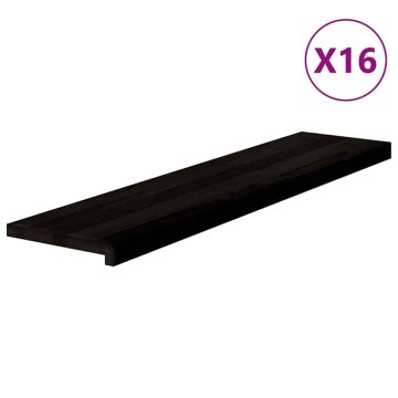 Vidaxl Podloge za stopnice 16 kosov rjavo-črne 110x30x2 cm trdna hrastovina