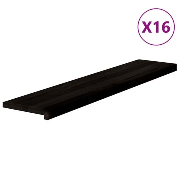 Vidaxl Podloge za stopnice 16 kosov rjavo-črne 120x25x2 cm trdna hrastovina