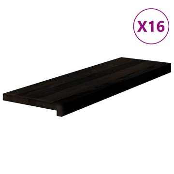 Vidaxl Podloge za stopnice 16 kosov rjavo-črne 80x30x2 cm trdna hrastovina