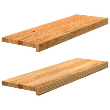Vidaxl Podloge za stopnice 2 kosa rjave 80x30x2 cm trdna hrastovina