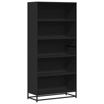 Vidaxl Knjižna omara črna 80,5x35x170,5 cm inženirski les